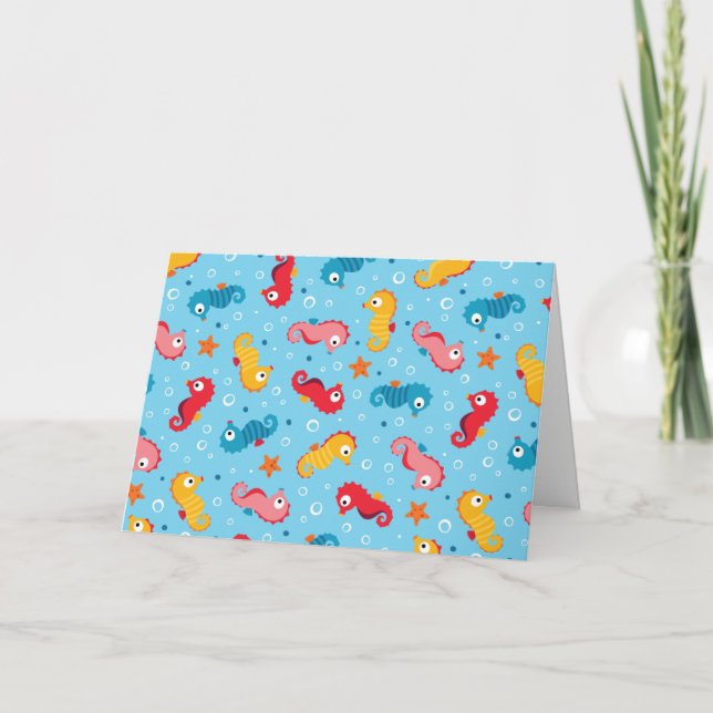 Seahorses Seamless Pattern Card (Front)