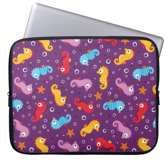 Seahorses Seamless Pattern Laptop Sleeve (Front)