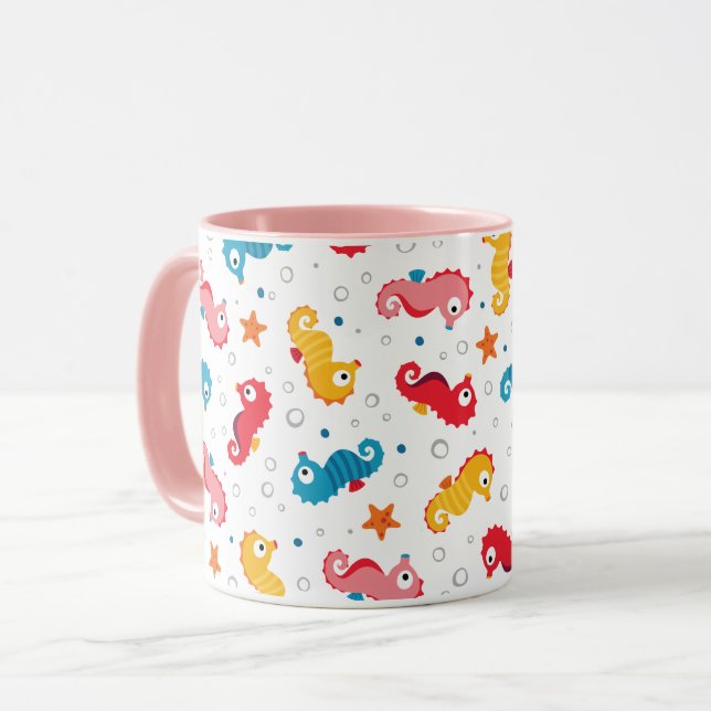 Seahorses Seamless Pattern Mug (Front Left)
