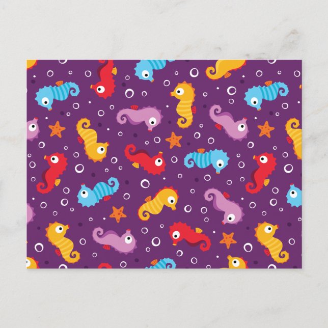Seahorses Seamless Pattern Postcard (Front)