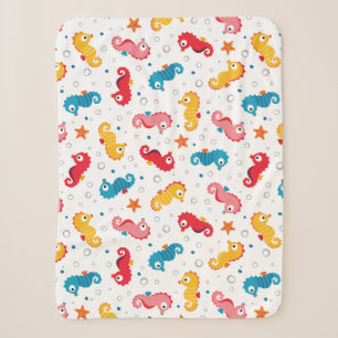 Seahorses Seamless Pattern Sherpa Blanket