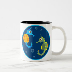 Seahorses Two-Tone Coffee Mug