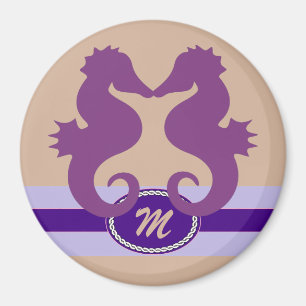 SeaKiss Monogrammed Purple Stateroom Door Marker Magnet