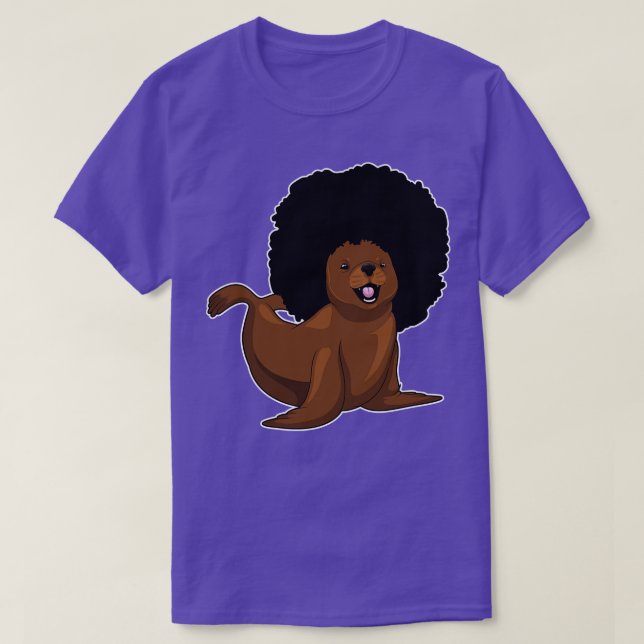 Seal Afro Hairs T-Shirt (Design Front)