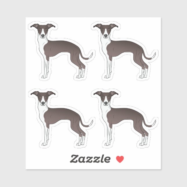 Seal And White Italian Greyhound Cartoon Dogs (Sheet)