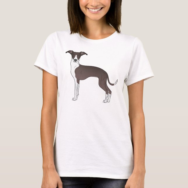 Seal And White Italian Greyhound Dog Illustration T-Shirt (Front)