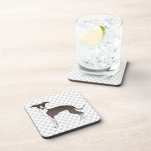 Seal And White Italian Greyhound Dog With Paws Coaster