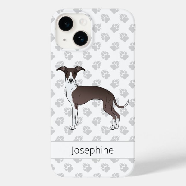 Seal And White Italian Greyhound With Custom Name Case-Mate iPhone Case (Back)