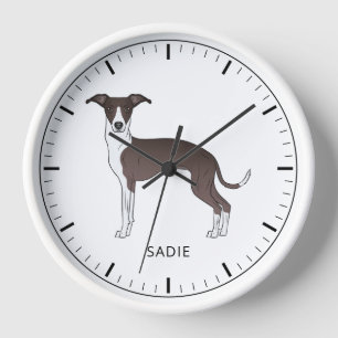 Seal And White Italian Greyhound With Custom Text Clock