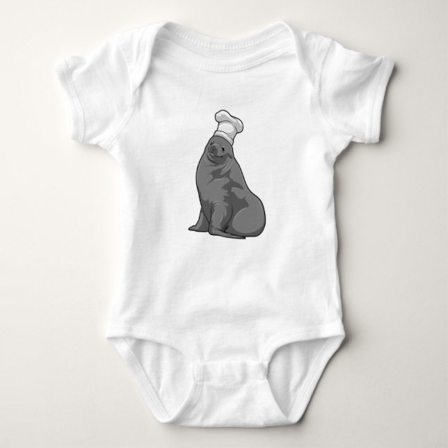 Seal as Cook with Chef hat Baby Bodysuit (Front)