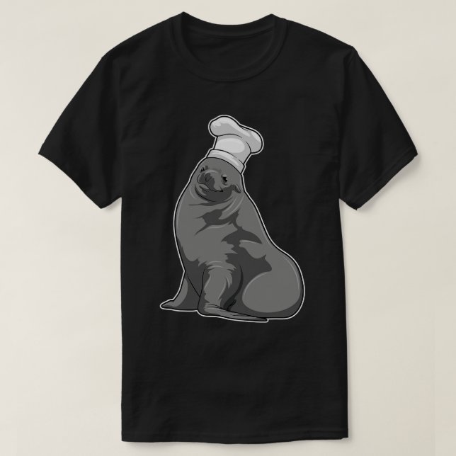 Seal as Cook with Chef hat T-Shirt (Design Front)