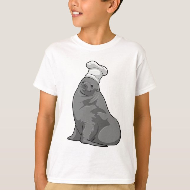 Seal as Cook with Chef hat T-Shirt (Front)