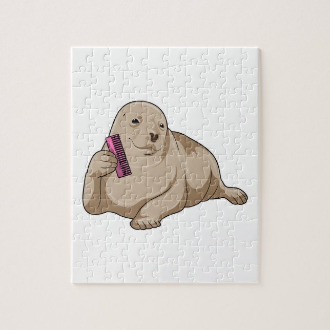 Seal as Hairdresser with Comb Jigsaw Puzzle (Vertical)