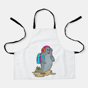 Seal as Hiker with Backpack Apron