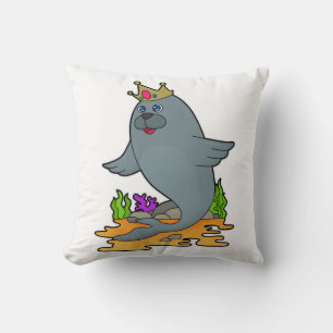 Seal as King with Crown Cushion