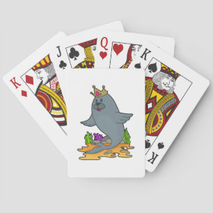 Seal as King with Crown Playing Cards