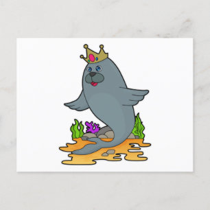 Seal as King with Crown Postcard