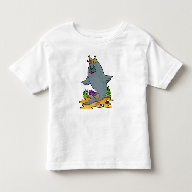 Seal as King with Crown Toddler T-Shirt (Front)