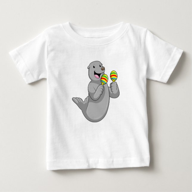Seal as Musician with Maracas Baby T-Shirt (Front)