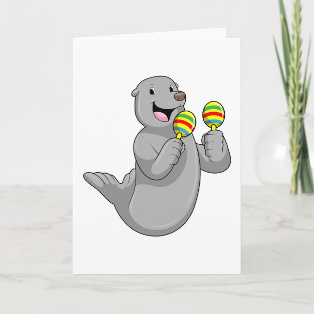 Seal as Musician with Maracas Card (Front)