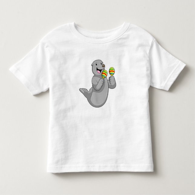 Seal as Musician with Maracas Toddler T-Shirt (Front)