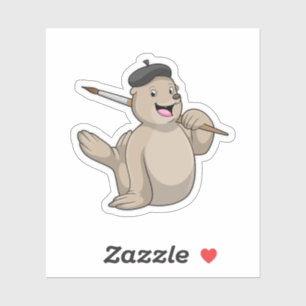 Seal as Painter with Paint brush