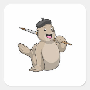 Seal as Painter with Paint brush