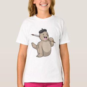 Seal as Painter with Paint brush T-Shirt