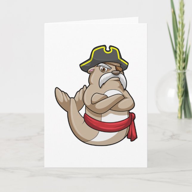 Seal as Pirate with Pirate hat Card (Front)