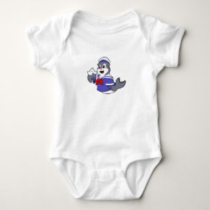 Seal as Sailor with Boat Baby Bodysuit
