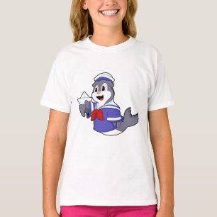 Seal as Sailor with Boat T-Shirt