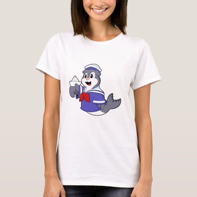 Seal as Sailor with Boat T-Shirt (Front)