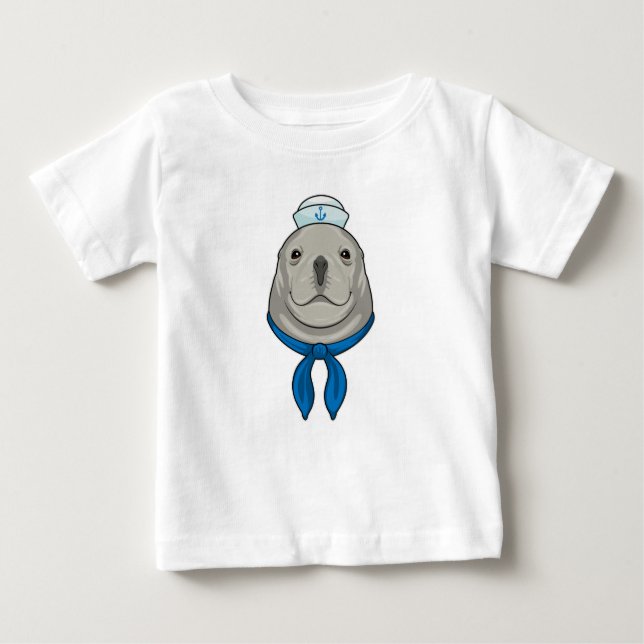 Seal as Sailor with Sailor hat Baby T-Shirt (Front)