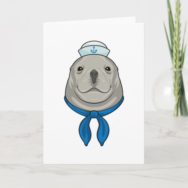 Seal as Sailor with Sailor hat Card (Front)