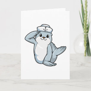 Seal as Sailor with Sailor hat Card