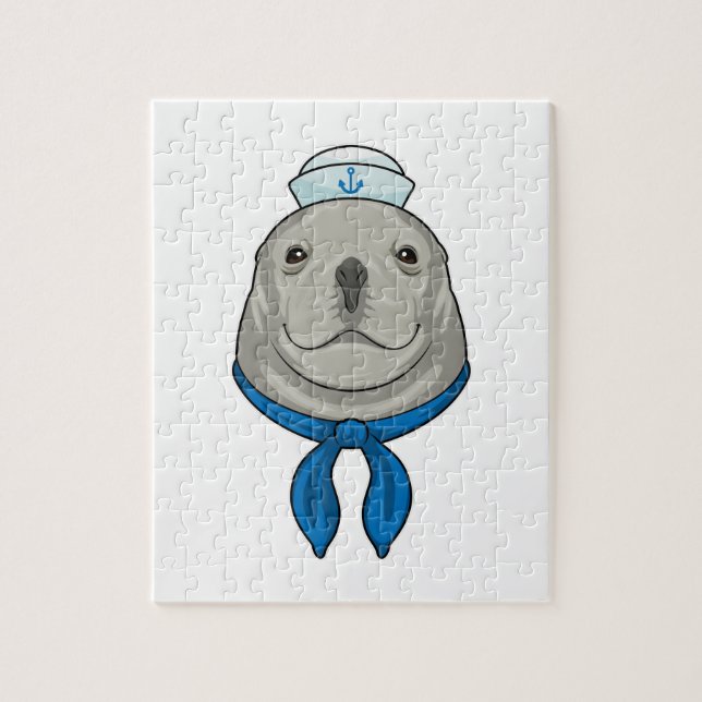 Seal as Sailor with Sailor hat Jigsaw Puzzle (Vertical)
