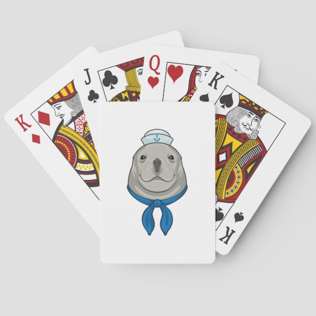 Seal as Sailor with Sailor hat Playing Cards (Back)