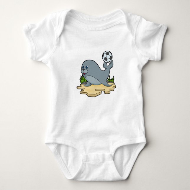Seal as Soccer player with Soccer Baby Bodysuit (Front)