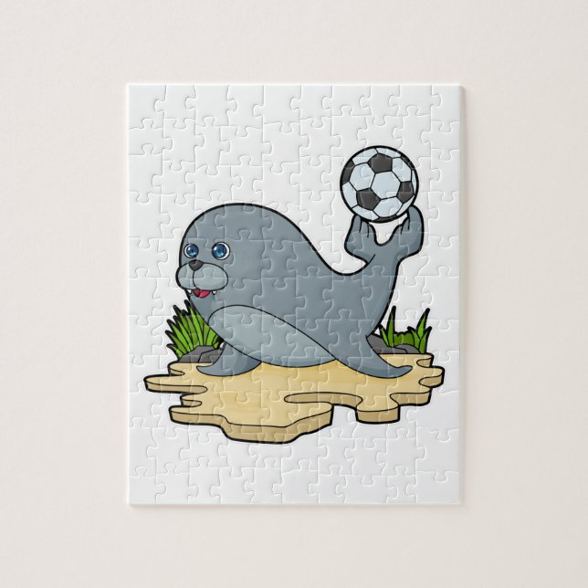 Seal as Soccer player with Soccer Jigsaw Puzzle (Vertical)