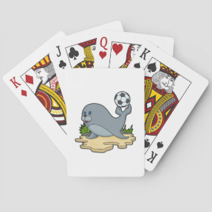 Seal as Soccer player with Soccer Playing Cards
