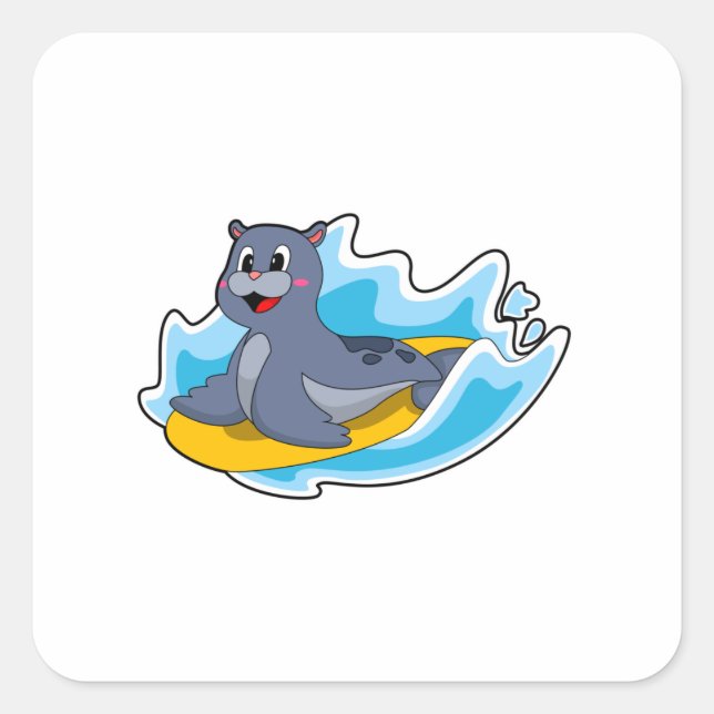 Seal as Surfer with Surfboard (Front)