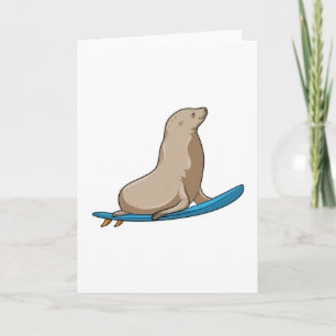 Seal as Surfer with Surfboard Card