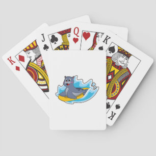 Seal as Surfer with Surfboard Playing Cards