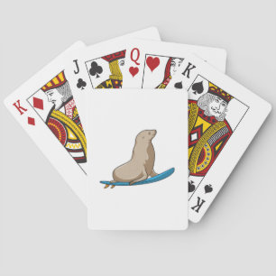 Seal as Surfer with Surfboard Playing Cards