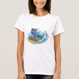 Seal as Surfer with Surfboard T-Shirt
