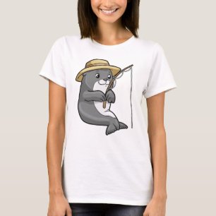 Seal at Fishing with Fishing rod & Hat T-Shirt