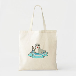 Seal at Fishing with Fishing rod Tote Bag