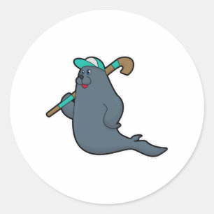 Seal at Hockey with Hockey stick