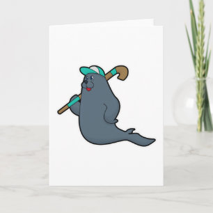 Seal at Hockey with Hockey stick Card
