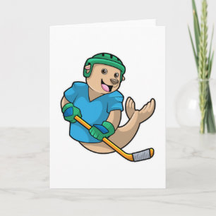 Seal at Ice hockey with Ice hockey stick Card